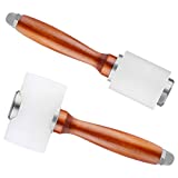 2 Pieces Leather Carving Hammer, Leathercraft Mallet, Nylon Wood Handle hammer, Leather Carving Hammer Mallet for DIY Stamping Sew Leather Cowhide Tool(1 T hammer + 1 vertical hammer)