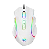 Redragon M602 Griffin RGB Gaming Mouse, RGB Spectrum Backlit Ergonomic Mouse with 7 Programmable Backlight Modes up to 7200 DPI for Windows PC Gamers (White, Wired)