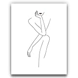 ‘Tell Me More’ Abstract Woman One Line Silhouette with Neutral Lips - 11x14 UNFRAMED Black and White Art Print of Nordic Modern Contemporary Female Form Line Drawing Wall Decor