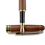 Monaggio Fountain Pen - Fancy Pens for Nice Writing and Calligraphy - Luxury Executive Accessories for Journaling - Fine Nib With Refillable Ink Cartridge Converter and Signature Bamboo Wood Case