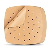 Air Fryer Parchment Paper Liners, 200Pcs Square Air Fryer Liners, 8.5 Inch Perforated Parchment Paper Sheets for Baking, HOFHTD Parchment Paper for Air Fryer and Bamboo Steaming Basket (Unbleached)