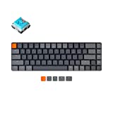 Keychron K7 65% Layout 68-Key Ultra-Slim RGB Backlit Hot-swappable Computer Keyboard for Mac Windows, Wireless Bluetooth/Wired USB Mechanical Keyboard with Low-Profile Keychron Optical Blue Switch