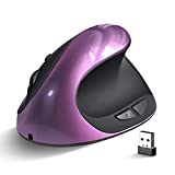 Ergonomic Mouse Wireless,Rechargeable Vertical Mouse Right-Handed Small Mouse with 6 Buttons 3 Adjustable 800/1200/1600 DPI for Laptop, Desktop, PC, MacBook (Purple)