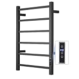 SHARNDY Towel Warmer with Built-in Timer ETW13S for Bathroom Wall Mounted Bath Towel Heater Plug-in Electric Heated Towel Rack Black
