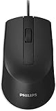PHILIPS USB Wired Optical Mouse High-Performance 3-Button Optical LED Sensor Ergonomic Palm-Grip with Cord for PC/Computer/Laptop Home or Office Use