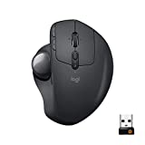 Logitech MX Ergo Wireless Trackball Mouse Adjustable Ergonomic Design, Control and Move Text/Images/Files Between 2 Windows and Apple Mac Computers (Bluetooth or USB), Rechargeable, Graphite - Black