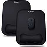 Gimars Mouse Pad 2 Pack, Smooth Superfine Fibre Surface,Gel Memory Foam Ergonomic Wrist Rest Support –Black Mousepad for Laptop, Computer, Gaming, Office - Comfortable for Easy Typing and Pain