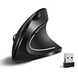 Vassink Ergonomic Mouse, Rechargeable Wireless Mouse, 2.4GHz Rechargeable Wireless Vertical Optical Mice with USB Receiver, 6 Buttons, 800/1200/1600 DPI, for Laptop, PC, Computer Black