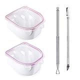 Nail Soaking Bowl, 2PCS Soak Off Gel Polish Dip Powder Remover Manicure Bowl with Triangle Cuticle Peeler and Stainless Steel Cuticle Pusher Nail Art Tool (Pink)