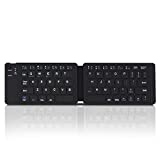 Acoucou Mini Bluetooth Keyboard Wireless Foldable Keyboard, Rechargeable Bluetooth Keyboard Portable Pocket Size Keyboard, Compatible with MAC/iOS, Windows, Android Smartphones, Tablets, Laptops etc.