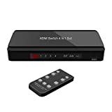 Dingsun HDMI Switcher 4 Port HDMI Selector with IR Remote Control, HDMI 1.4, HDCP 1.4, Support 4K@30Hz Ultra HD 3D/1080P for Fire TV, Roku, PS3, PS4, Xbox, Apple TV, DVD etc.( 4 Input 1 Output)