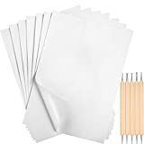 Outus White Carbon Transfer Paper 11.7 x 8.3 Inch Tracing Paper Carbon Graphite Copy Paper with Embossing Stylus Tracing Stylus Dotting Tools for Cloth Fabric Paper Wood (105 Pieces)