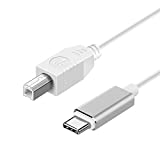USB C MIDI Cable, MeloAudio Type C to USB 2.0 MIDI Interface Cable for Samsung, Huawei Laptop, MacBook to Connect with Printer, Midi Controller, Midi Keyboard, Audio Interface and More (5FT, White)