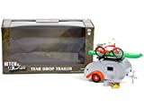 Greenlight Collectible Teardrop Camper Travel Trailer with Roof Rack Silver with Orange Trim & 4 Accessories Hitch & Tow Trailers 1/24 Diecast Model by Greenlight 18460 B