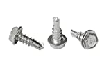 #8 x 1/2' Hex Washer Head Self-Drilling Tek Screw Zinc Plated Steel for Attaches Sheet Metal Steel or Steel to Metal - Box of 100