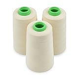3 Spools Raw White All Purpose Sewing Cotton Thread Spools from for Serger, Overlock, Quilting, Sewing Machine 40/2 Connecting Threads for Sewing Machine and Hand Repair Works, 3000Yard/ Spools