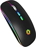 KBCASE LED Wireless Mouse Slim Silent Mouse 2.4G Rechargeable Wireless Computer Mouse Wireless Mouse for Laptop, MacBook, iPad, Chromebook, with USB & Type-c Receiver