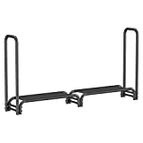 Mr IRONSTONE 8 ft Firewood Rack, Outdoor Wood Rack for Firewood Storage Rack with Poly Mesh to Store Logs of Various Size, for Patio Deck Metal Log Holder Stand Tubular Steel Wood Stacker Outdoor Tool
