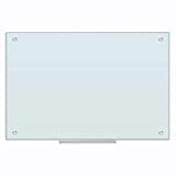 U Brands Glass Dry Erase Board, 35 x 23 Inches, White Frosted Non-Magnetic Surface, Frameless