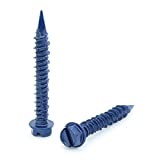 SNUG Fasteners (SNG499) 100 Qty 1/4' x 1-3/4' Hex Head Diamond Tip Concrete Screws to Anchor Masonry, Block & Brick, Blue, Count