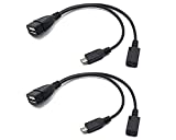 2 Pack Micro USB Host OTG Cable with Micro USB Power Compatible with Amazon Fire TV Stick, Compatible with LG HTC, Kindle Fire Tablets