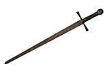 SZCO Supplies 40.5” Hand Forged Carbon Steel Rustic Broad Sword with Leather Wrapped Handle, Black/Brown (901132)