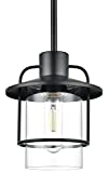 Onesto Lighting Hampshire Farmhouse / Lantern Black Pendant Light Fixtures Over Kitchen Island - Sink Lighting - Ceiling Hanging Metal Industrial Pendant Lighting with Clear Glass Shade