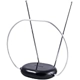 Philips Rabbit Ears Indoor TV Antenna, Dipoles and Circular Loop, Tabletop Antenna, Digital, Smart TV Compatible, HDTV Antenna, 4K 1080P VHF UHF, 5ft Coaxial Cable, Black, SDV8201B/27