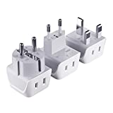 Complete European Travel Adapter Set by Ceptics - 2 In 1 Usa to Europe, Germany, England, Spain, Italy, Iceland, France, (Type G, E/F, Type C) - 3 Pack, Safe Grounded Perfect for Cell Phones, Laptops