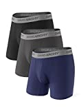 DAVID ARCHY Men's Luxury Micro Modal Underwear Breathable Soft Comfort Lightweight Boxer Briefs no Fly in 3 Pack (M, Black/Dark Gray/Navy Blue)