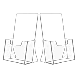 NIUBEE 2 Pack 8.5'' x 5.5'' Acrylic Bi-fold Brochure Holder,Clear Plastic Counter top Organizer