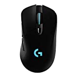Logitech G703 Lightspeed Wireless Gaming Mouse W/Hero 25K Sensor, PowerPlay Compatible, Lightsync RGB, Lightweight 95G+10G Optional, 100-25, 000 DPI, Rubber Side Grips - Black (Renewed)