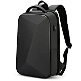 FENRUIEN Anti-Theft Hard Shell Backpack 15.6-Inch,Expandable Slim Business Travel Laptop Backpack for Men,Water-repellent Black Laptop Bag with USB Port