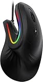 Ergonomic Vertical Mouse, RGB Wired Computer Mice with LED Backlit, 5 Buttons, 1600 DPI USB Corded Ergo Mouse for Windows Laptop PC Notebook - Black