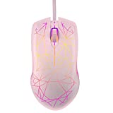 SHIOND Pink Wired Gaming Mouse 1000 DPI Optical 3 Button USB Mouse with RGB Backlight Mute Mice for Desktop Laptop Computer Gamer Mouse - 2 Pack