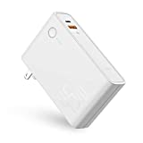 USB C Portable Charger, Baseus 10000mAh Power Bank 2-in-1 45W GaN Tech Wall Charger, PD3.0 Fast Charge Battery Pack for Laptop, MacBook Pro, iPhone 12, Galaxy S20, iPad and More (C+U（White）)