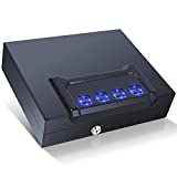 Dalmbox Gun Safe for Pistols, California DOJ Certified Quick Access Handgun Safe for Nightstand, Firearm Safety Device with Keypad, Gun Lock Box for Home Bedside Car