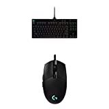 Logitech G PRO Mechanical Gaming Keyboard, Ultra Portable Tenkeyless Design, Detachable Micro USB Cable, 16.8 Million Color LIGHTSYNC RGB Backlit Keys & PRO Hero Gaming Mouse - Black