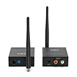 1Mii Wireless Transmitter Receiver Audio for Music, 2.4GHz Long Range Audio Transmitter and Receiver Low Delay from TV/ to Powered Speaker/ Stereo/ Subwoofer/ CD/Vinyl Record/ RCA Out/in 320ft-RT5066