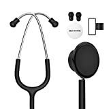 Dual Head Stethoscope for Medical and Home by FriCARE, Classic Lightweight Design, Stethoscope for Adult, Gift for Nurses, Doctors, Medical Students, 28 inch (Black)