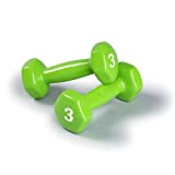 Dumbbells Hand Weights Set of 2 - 3 lb Vinyl Coated Exercise & Fitness Dumbbell for Home Gym Equipment Workouts Strength Training Free Weights for Women, Men (Green)