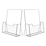 NIUBEE Acrylic Brochure Holder 8.5 x 11 inches 2 Pack, Clear Acrylic Literature Holder Plastic Flyer Display Stand, Acrylic Countertop Organizer for Magazine, Pamphlet, Booklets, Menu, Journals