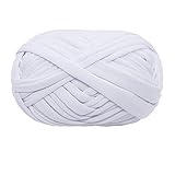 T-Shirt Yarn Knitting Yarn Fabric Crochet Cloth for Summer Hand DIY Bag Blanket Cushion Crocheting Projects 100g (#03 White)
