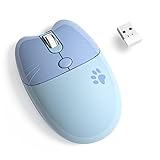 Cute Wireless Mouse, 2.4G Silent Portable Cordless Mouse with USB Receiver, 3 Adjustable DPI, Computer Mobile Optical Mice for Laptop, PC, Mac, Notebook, Chromebook - Blue Colorful