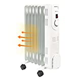 Comfort Zone CZ7007J 1,200-Watt Electric Oil-Filled Radiant Radiator Heater, Permanently Sealed, Never Refill, Adjustable Thermostat, Stay-Cool Handle, Tip-Over Switch & Overheat Protection System