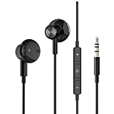 Wired Earbuds Noise Isolating In-Ear Headphones Earphones with Mic Volume Control 3.5mm Plug for Sports Workout Compatible with Cell Phones Android Samsung Galaxy Moto Tablets Laptops Computer (Black)