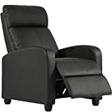 FDW Recliner Chair for Living Room Home Theater Seating Single Reclining Sofa Lounge with Padded Seat Backrest (Black)