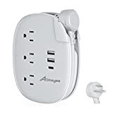 USB C Travel Power Strip,Alitayee Portable Power Strips with 3 Outlets 3 USB Ports Fast Charge, USB Extension Cord with Flat Plug and 3ft Wrapped Around Extension Cord for Cruise Travel Home Office