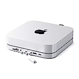 Satechi Type-C Aluminum Stand & Hub - USB-C Data Port, Micro/SD Card Readers, USB 3.0 & Headphone Jack Port - Compatible with 2020 & 2018 Mac Mini (Silver)