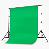Green Screen Backdrop MOHOO 6x9FT Greenscreen Muslin Background with 6 Ring Metal Holding Clips, Solid Color Chromakey Green Backdrop for Streaming/Studio/Video